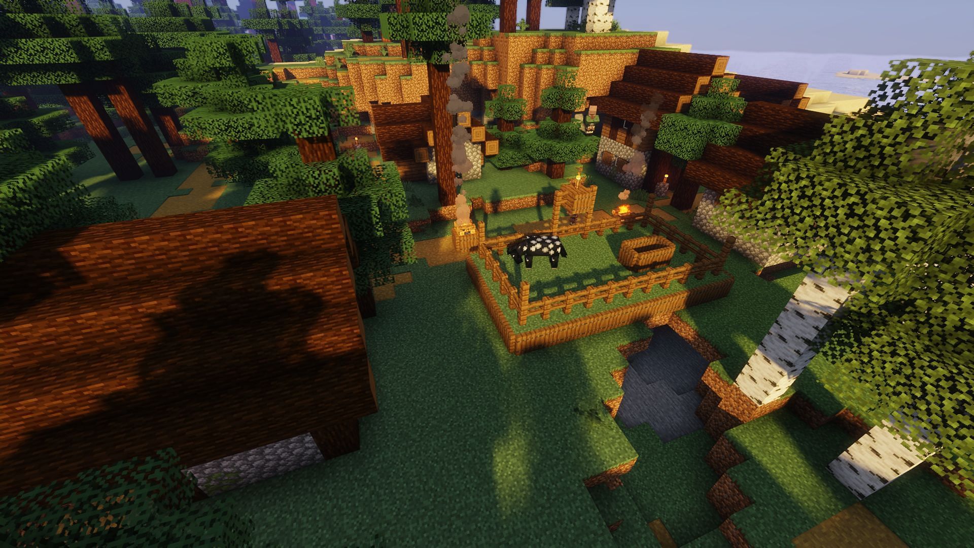 The village that players spawn in (Image via Minecraft)