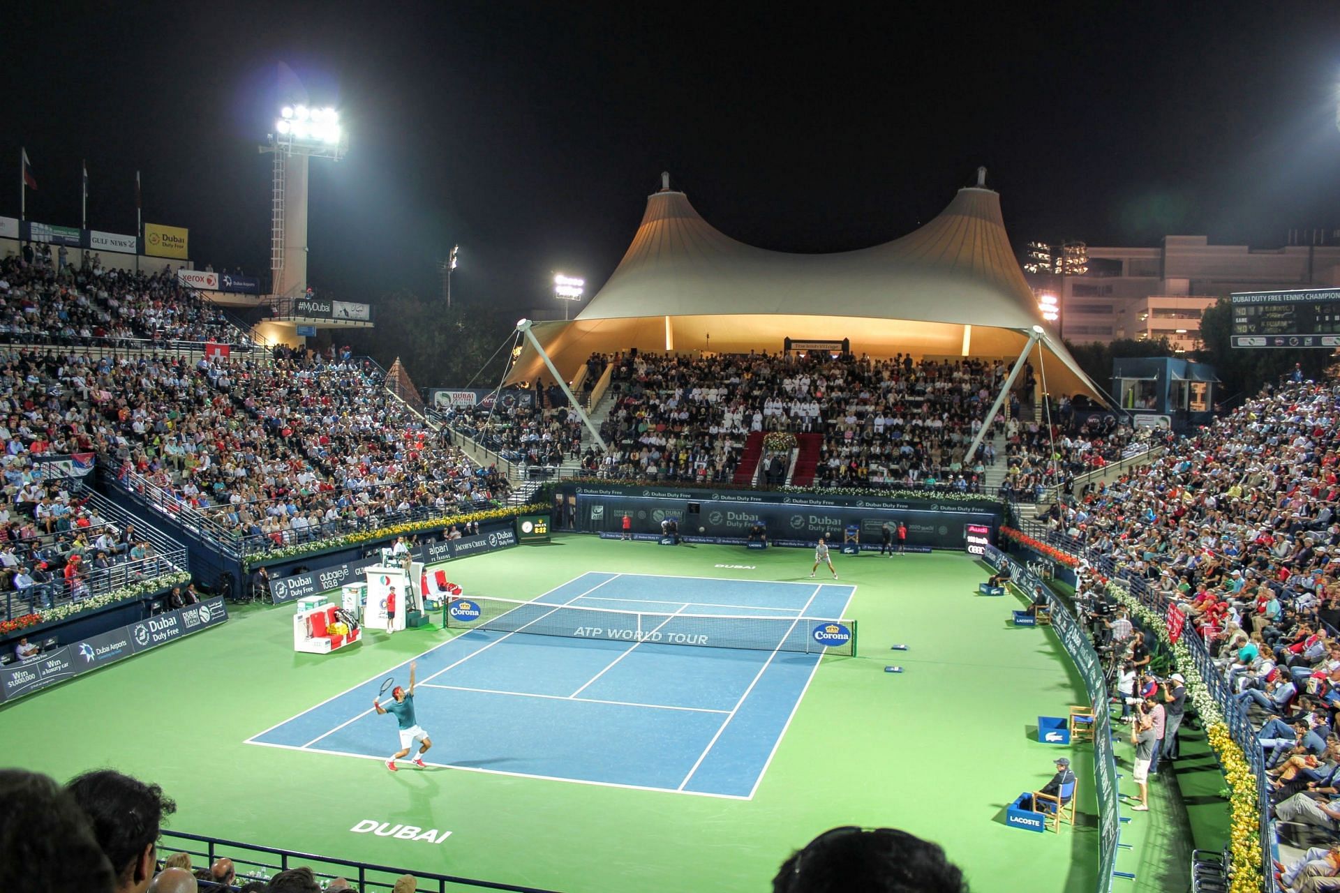 The 2014 Dubai Tennis Championships semifinal featuring Roger Federer and Novak Djokovic