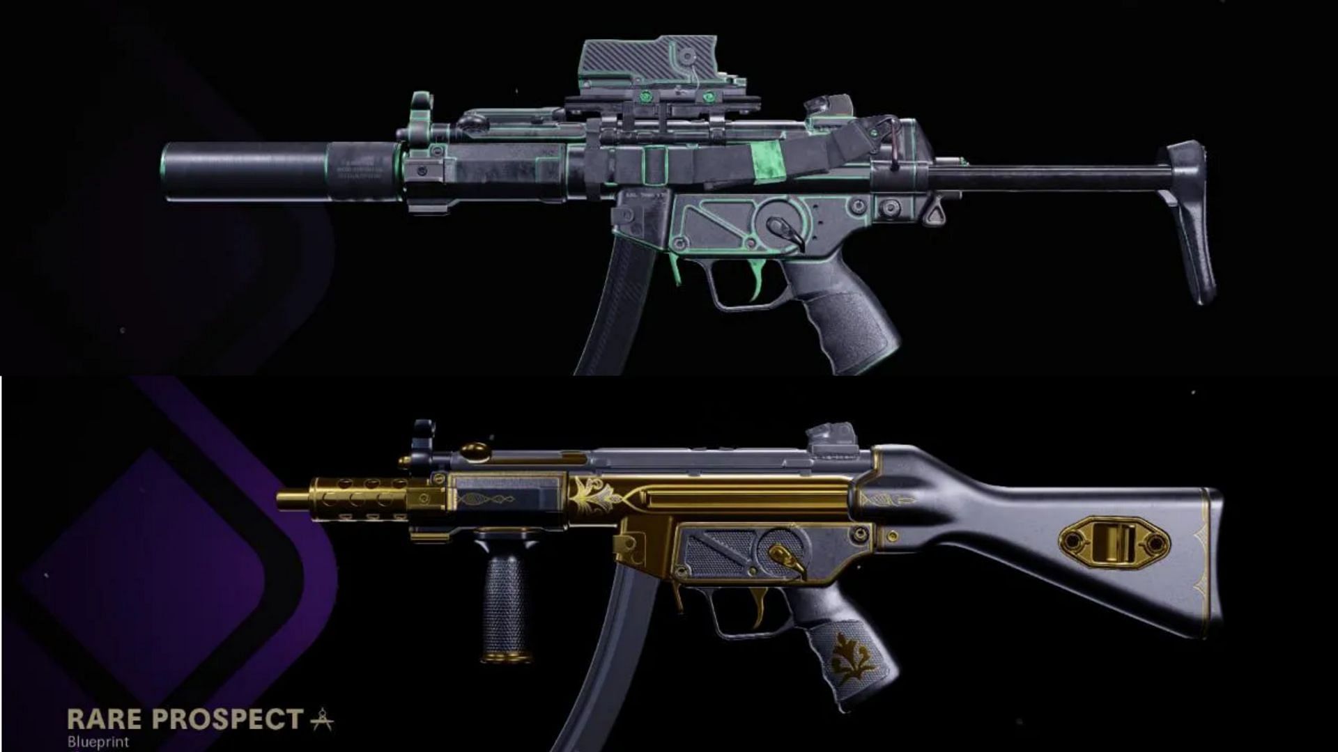 Some available blueprints for the MP5 SMG in-game (Image via Warzone/Activision)