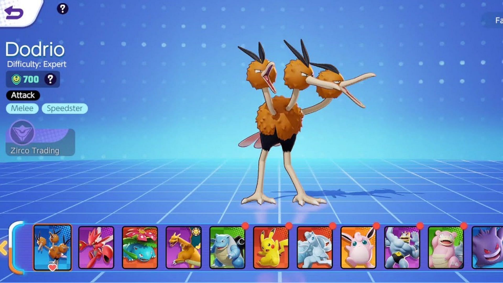 Dodrio in the Pokemon select menu (Image via WadaGames/Youtube)