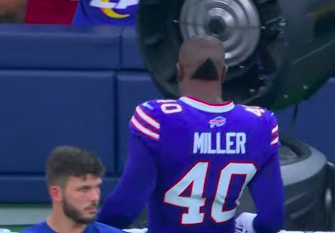 Von Miller was spotted in a unique haircut in the season opener against the LA  Rams.