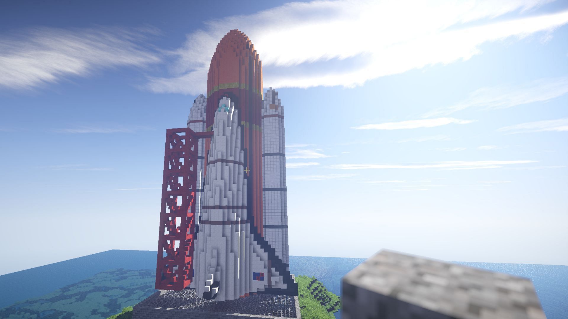 A rocket ship in Minecraft (Image via Reddit)