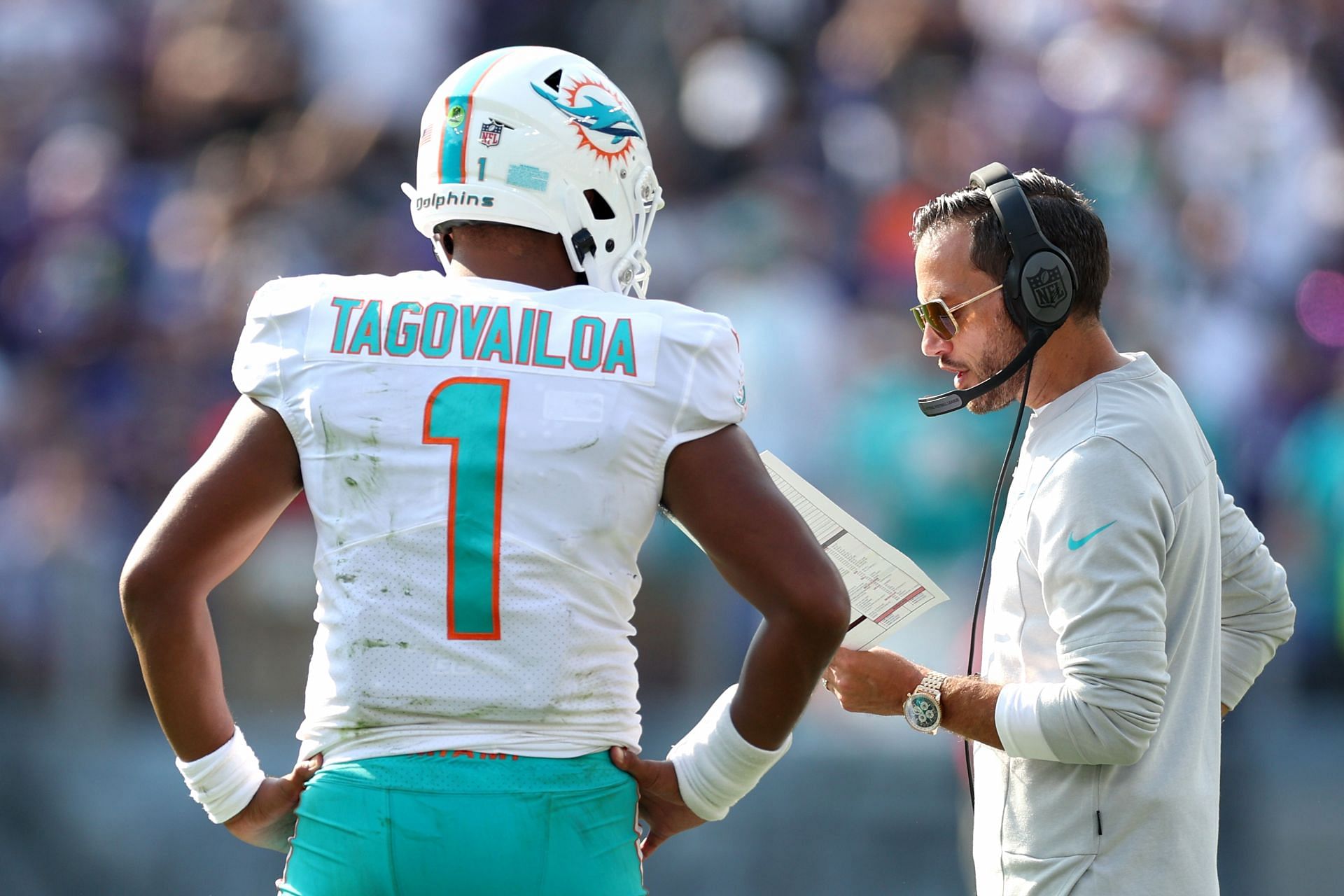 Miami Dolphins HC Mike McDaniel with Tua Tagovailoa