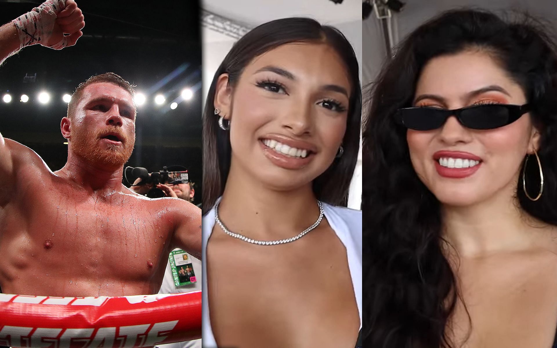 Canelo Alvarez (L), Ring Girls (C, R), Credits:- Getty and Little Giant Boxing