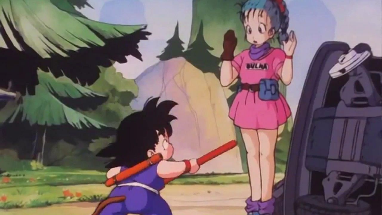 Goku and Bulma meeting for the first time (Image via Toei Animation)