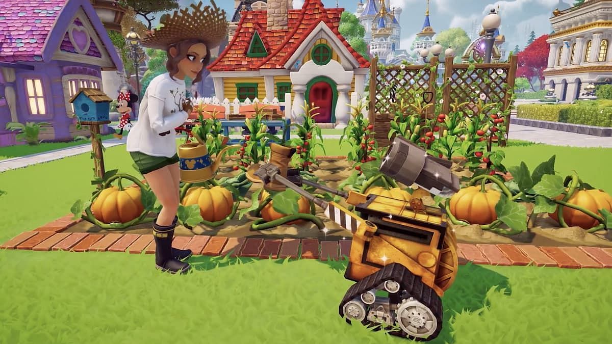 Players can create a self-sufficient garden with WALL-E in Disney Dreamlight Valley (Image via Gameloft)