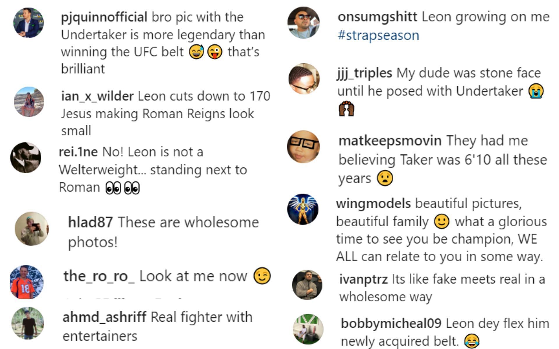 Fans&#039; comments under Leon Edwards&#039; Instagram post.