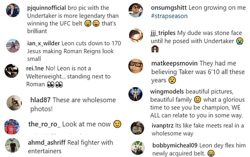 Fans' comments under Leon Edwards' Instagram post.