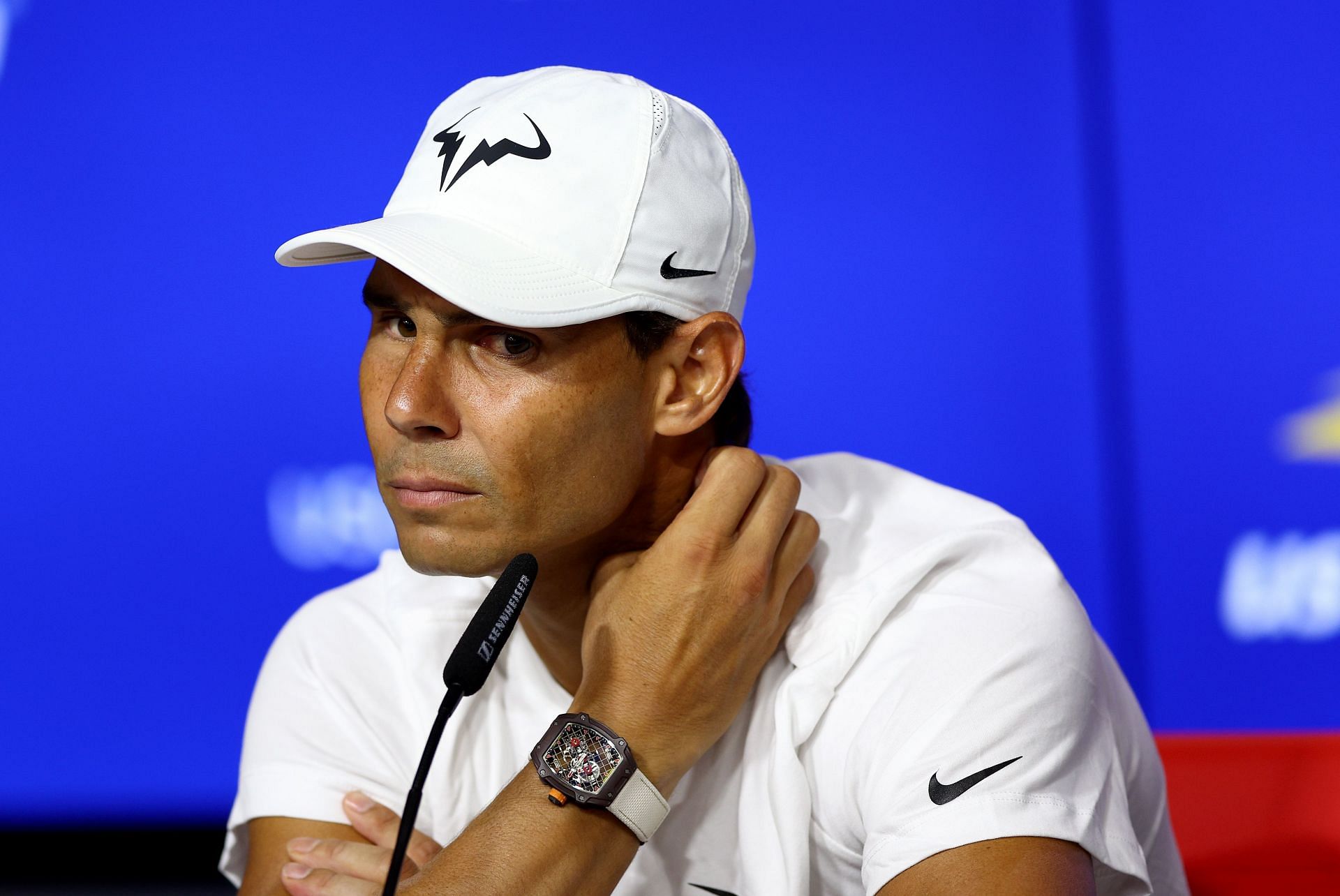 Rafael Nadal at a press in 2022 US Open