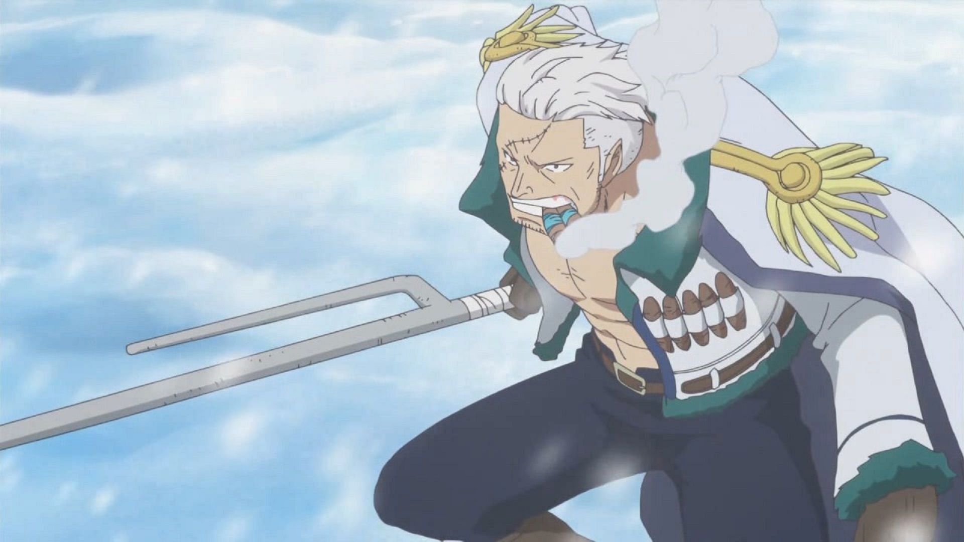 Vice-admiral Smoker is likely to appear in the next One Piece chapters, and to be revealed as a member of The secret group SWORD (Image via Toei Animation, One Piece)