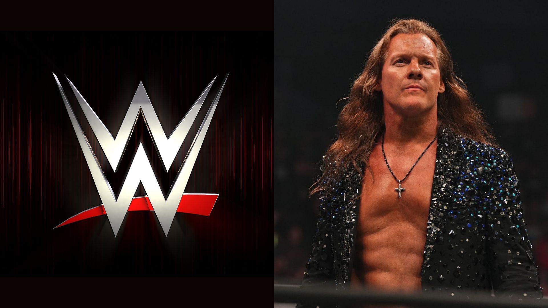 WWE logo (left), Chris Jericho (right)