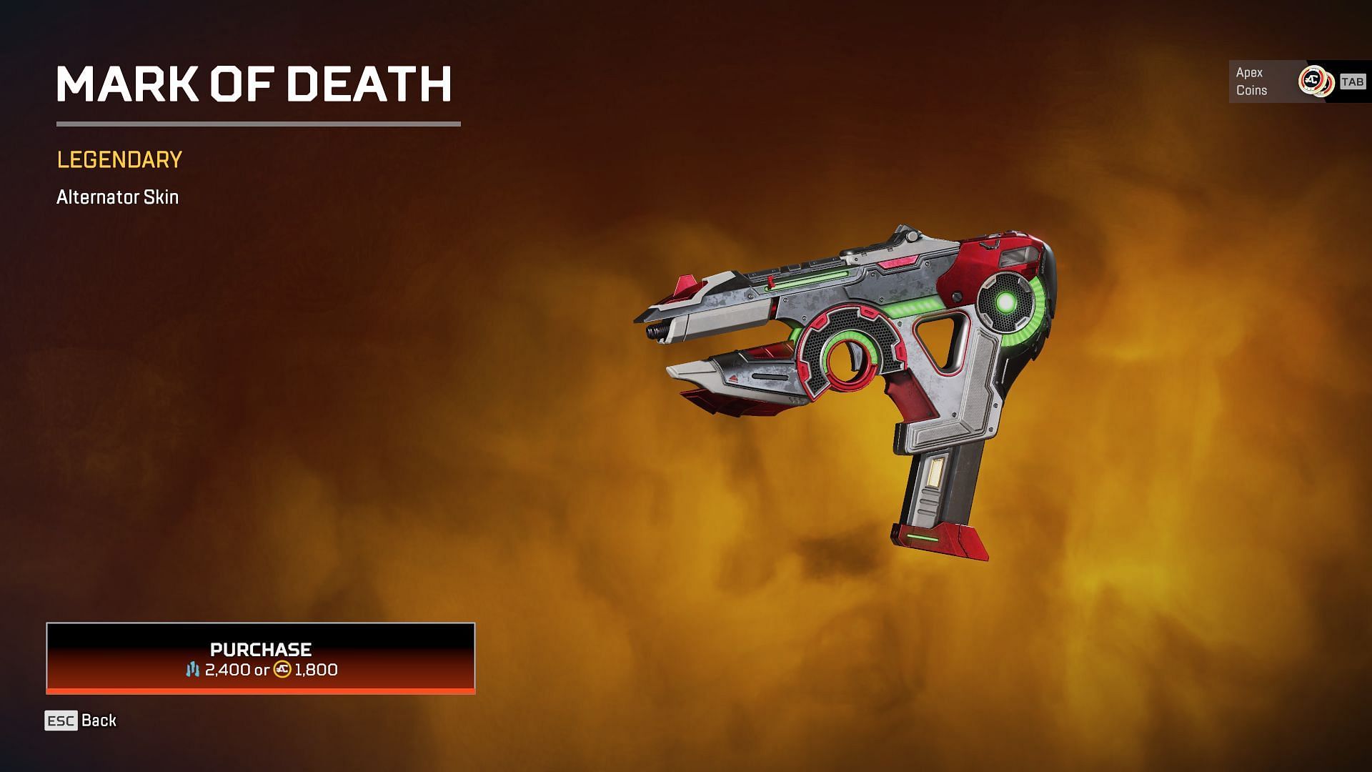 The Mark of Death legendary weapon skin (Image via EA)