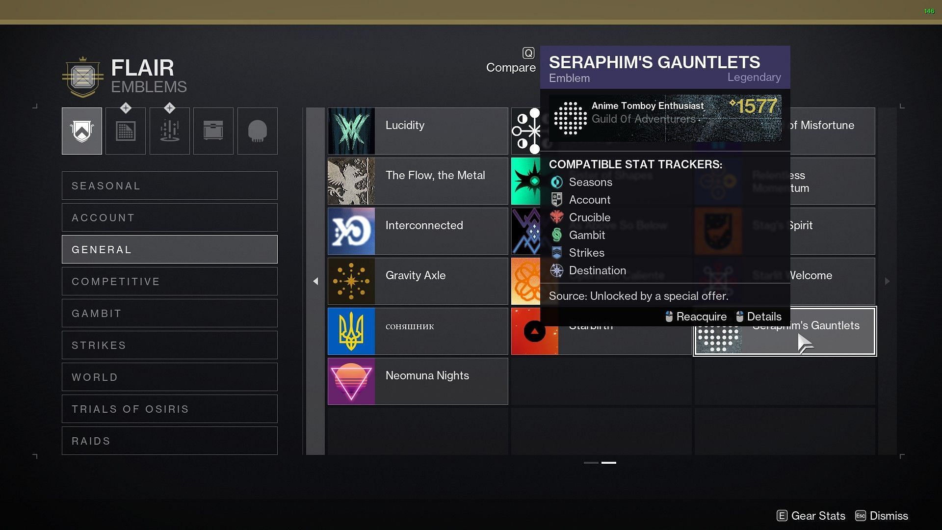 Seraphim&#039;s Gauntlets emblem (Image via Destiny 2)