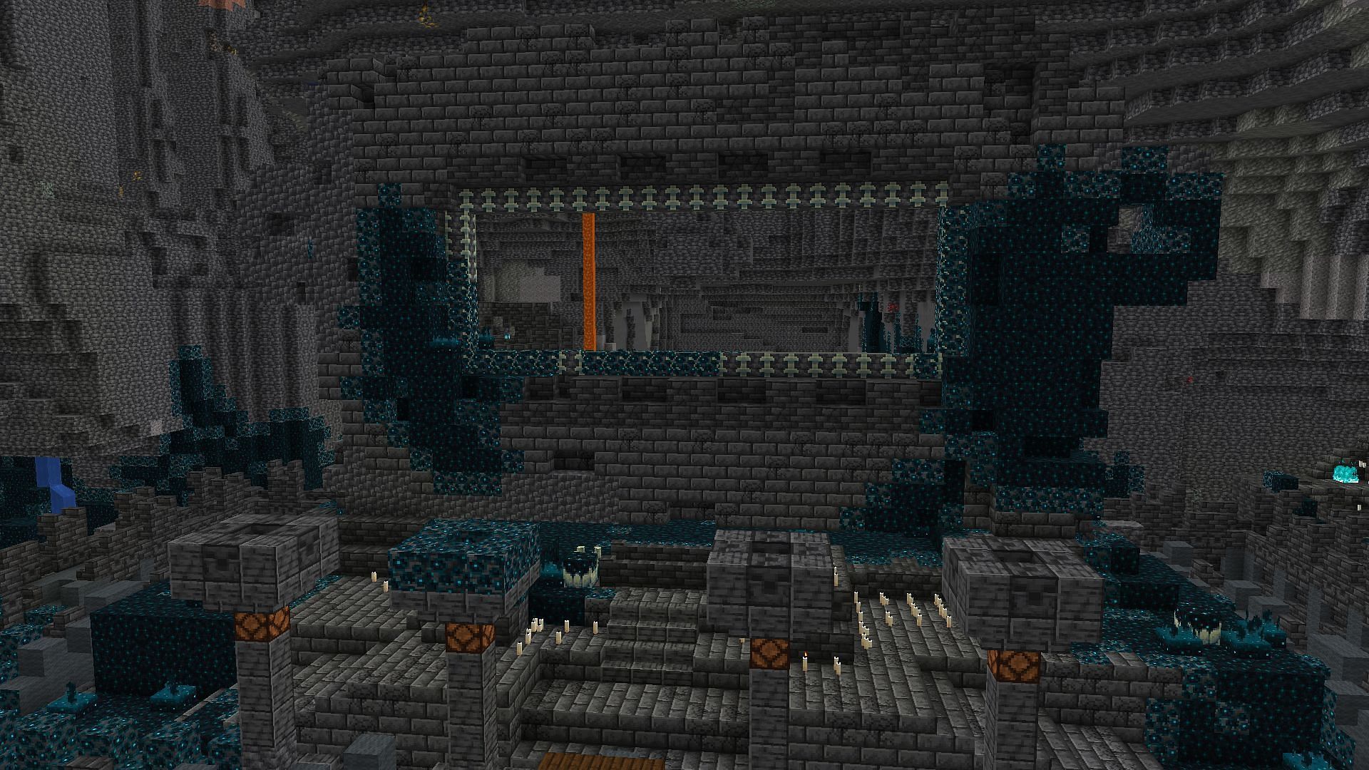 The Ancient City&#039;s center structure looks like a portal to a new Minecraft realm (Image via Mojang)