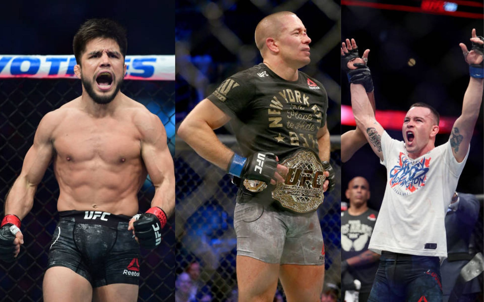 From left to right: Henry Cejudo, Georges St-Pierre, Colby Covington