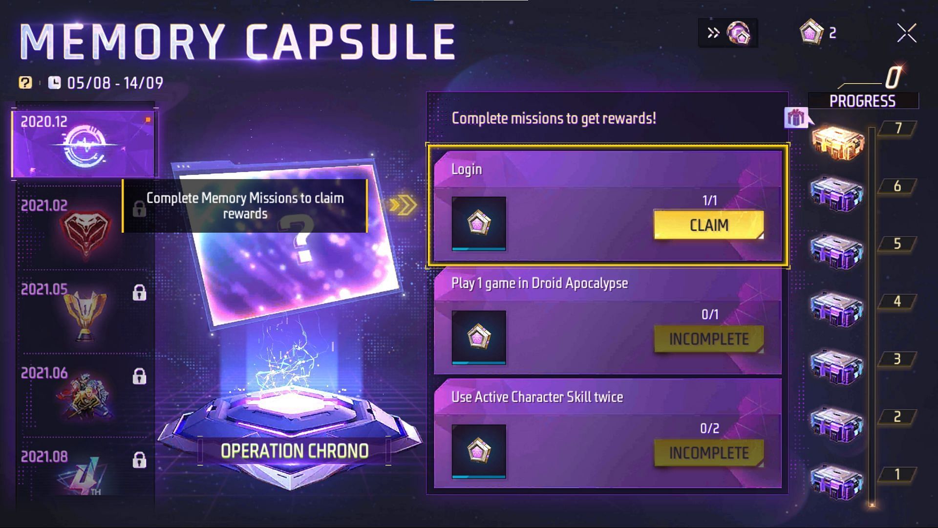 The Memory Capsule that started today in Garena&#039;s Free Fire MAX (Image via Garena)