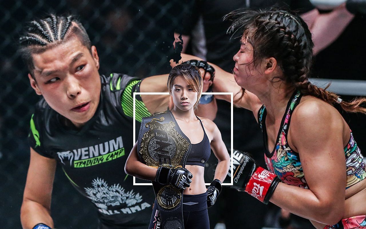 Xiong Jing Nan (left), Angela Lee (middle), and Stamp Fairtex (right) [Photo Credits: ONE Championship]