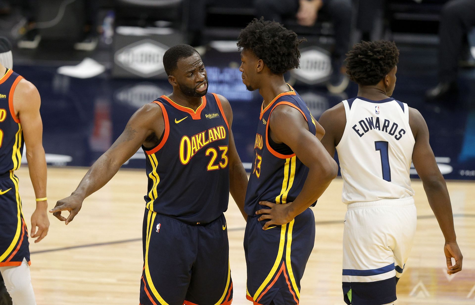 Golden State big man James Wiseman and Draymond Green