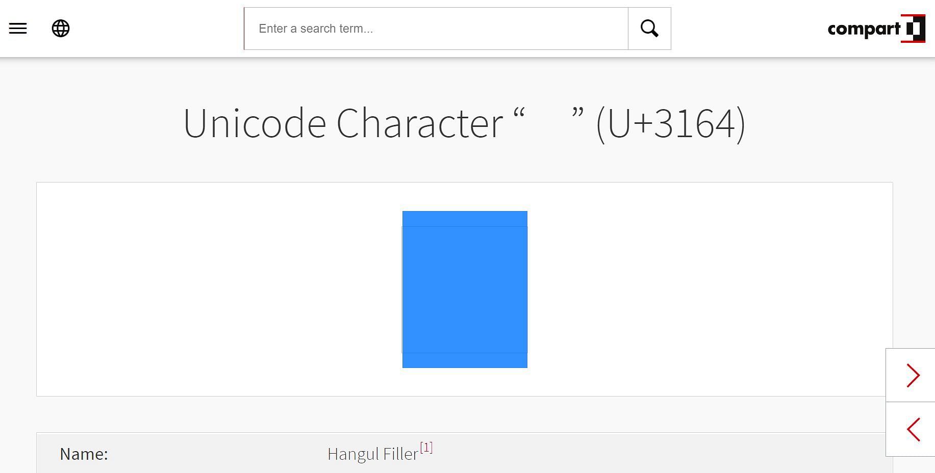 आपको Unicode 3164 नाम का इस्तेमाल करना है (Image via compart.com)