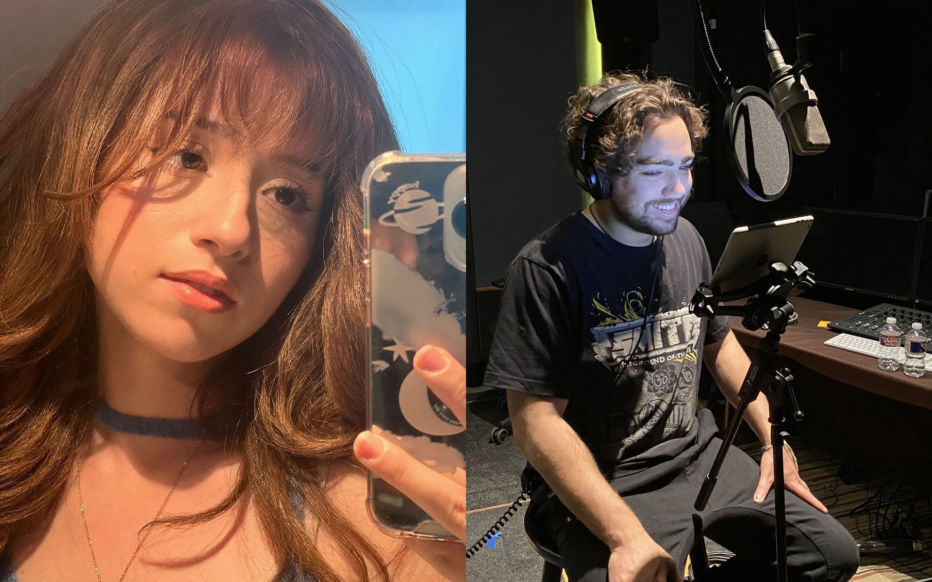 Pokimane and Mizkif team up, and call on Twitch to get slots and gambling banned from the platform (Images via Pokimane and Mizkif/Twitter)