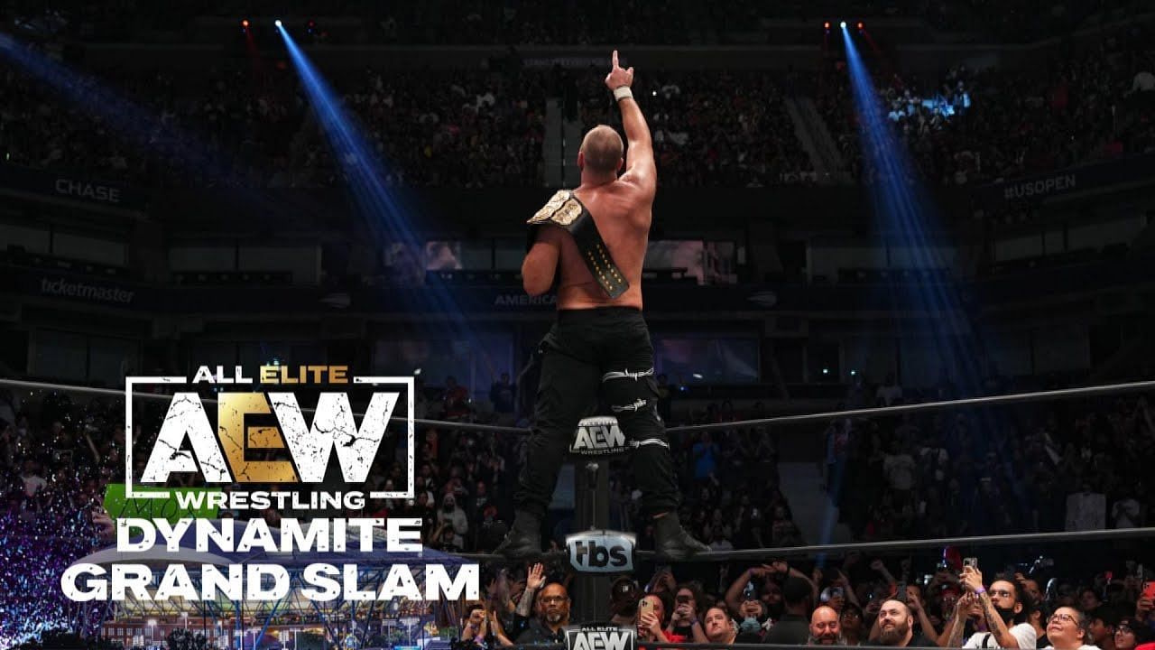 Jon Moxley celebrates after winning the AEW Championship