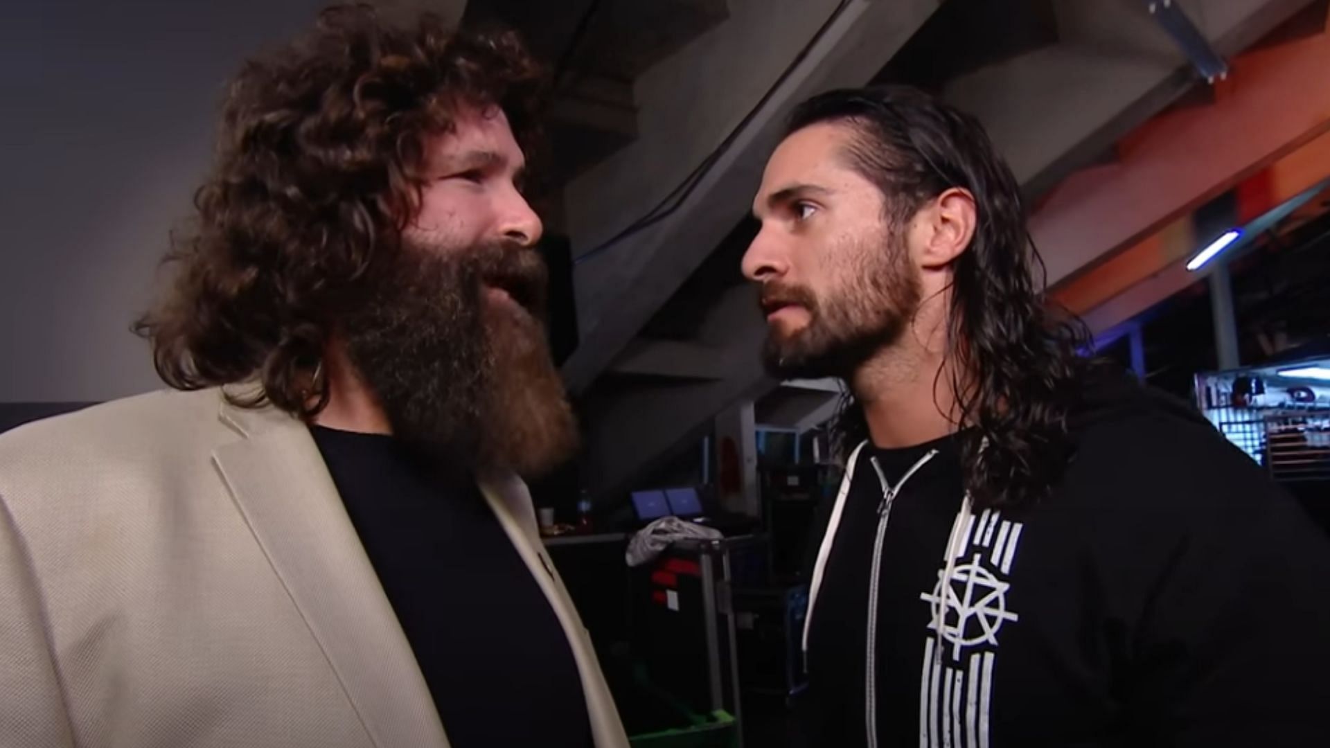 Mick Foley (left) and Seth Rollins (right)