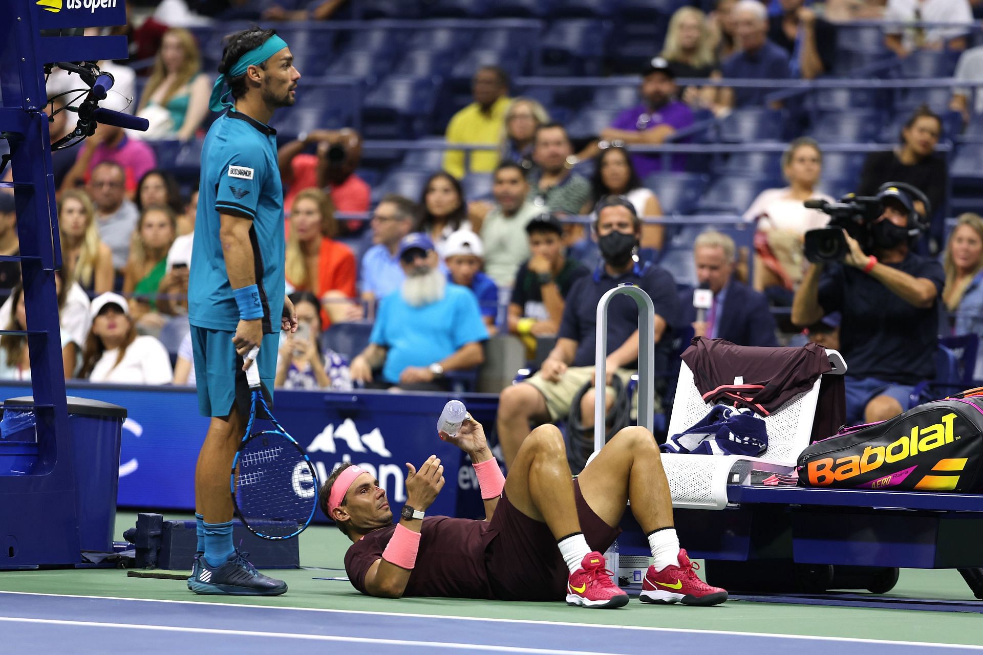 Rafael Nadal accidentally hurt himself during his second-round match against Fabio Fognini