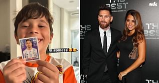 Lionel Messi's wife Antonela Rocuzzo posts adorable picture of son Mateo holding PSG superstar's Panini card