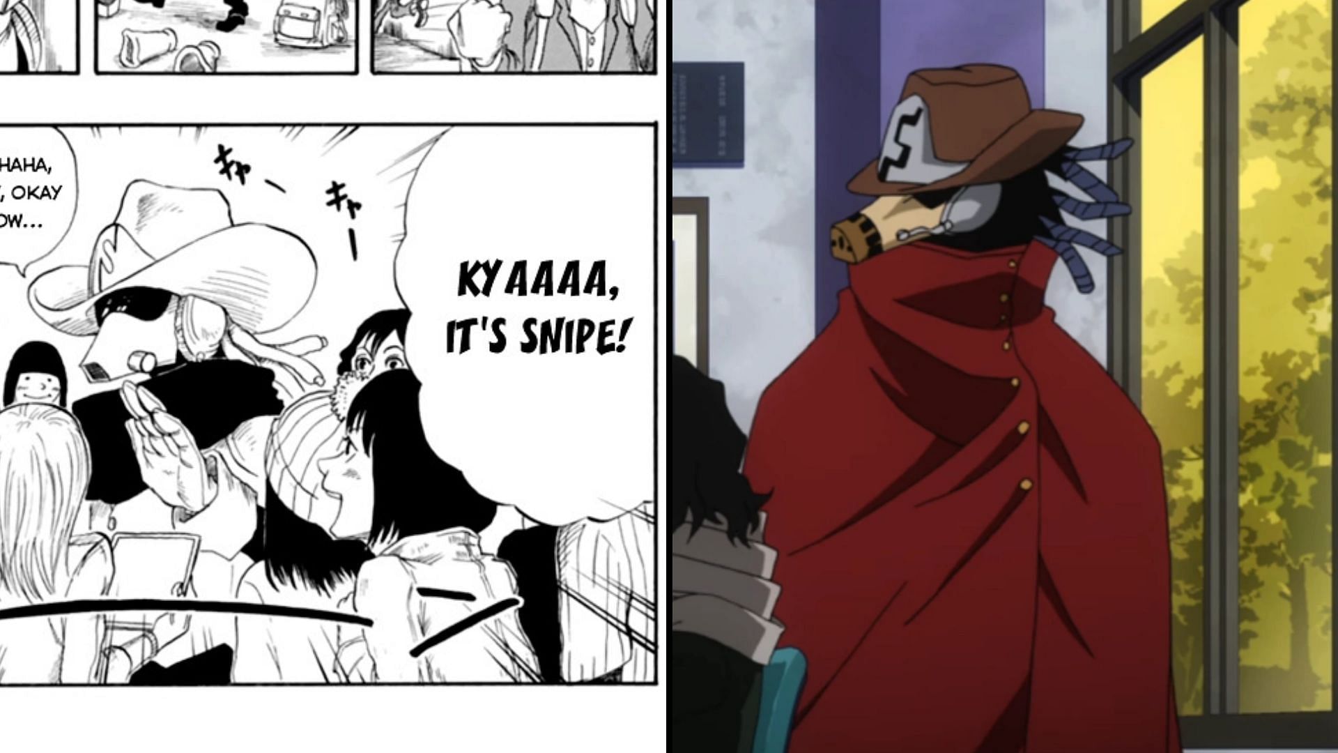 Snipe is in both versions (Image via Weekly Shōnen Jump, Bones)