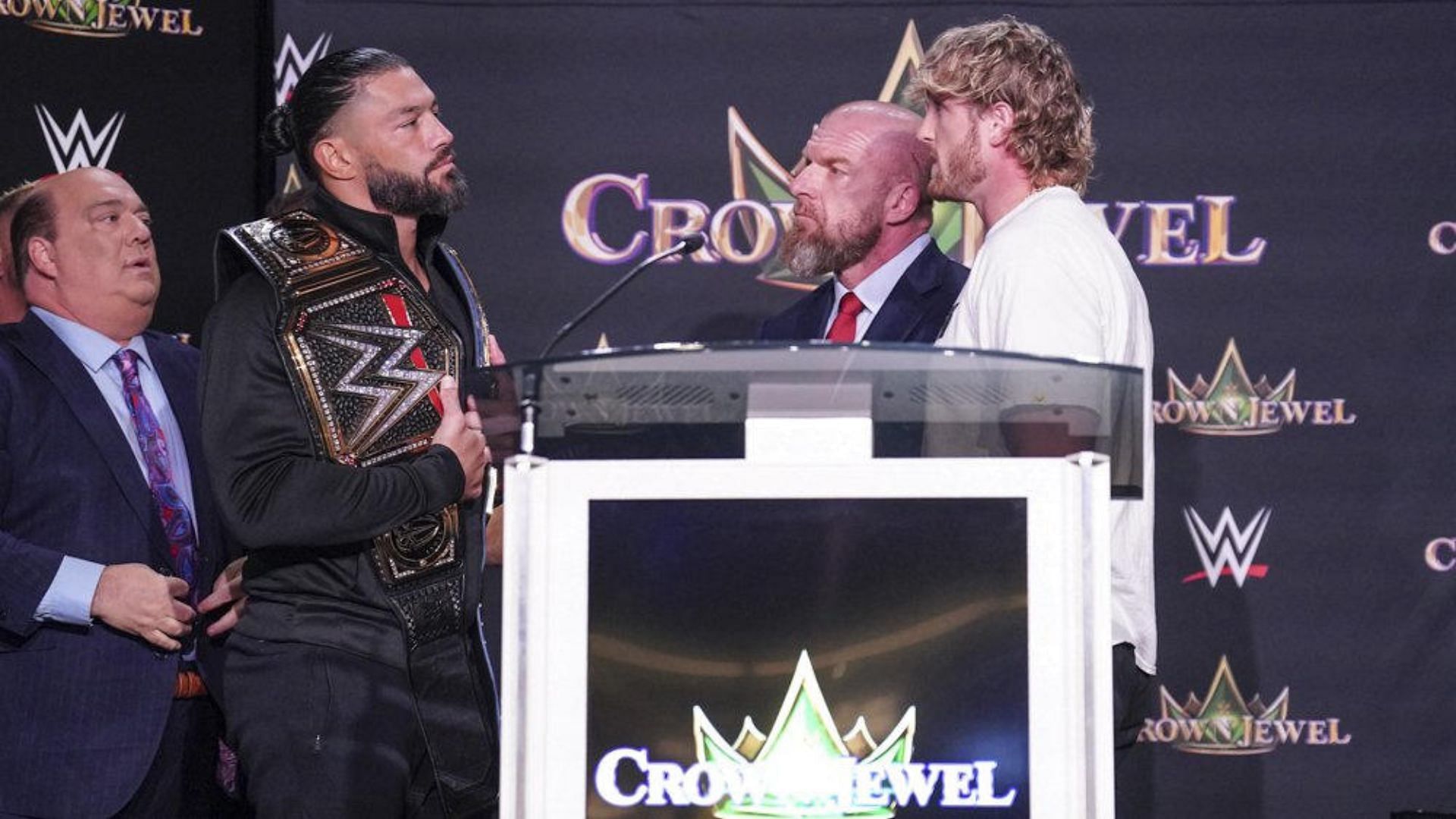 Roman Reigns will defend his titles against Logan Paul at Crown Jewel
