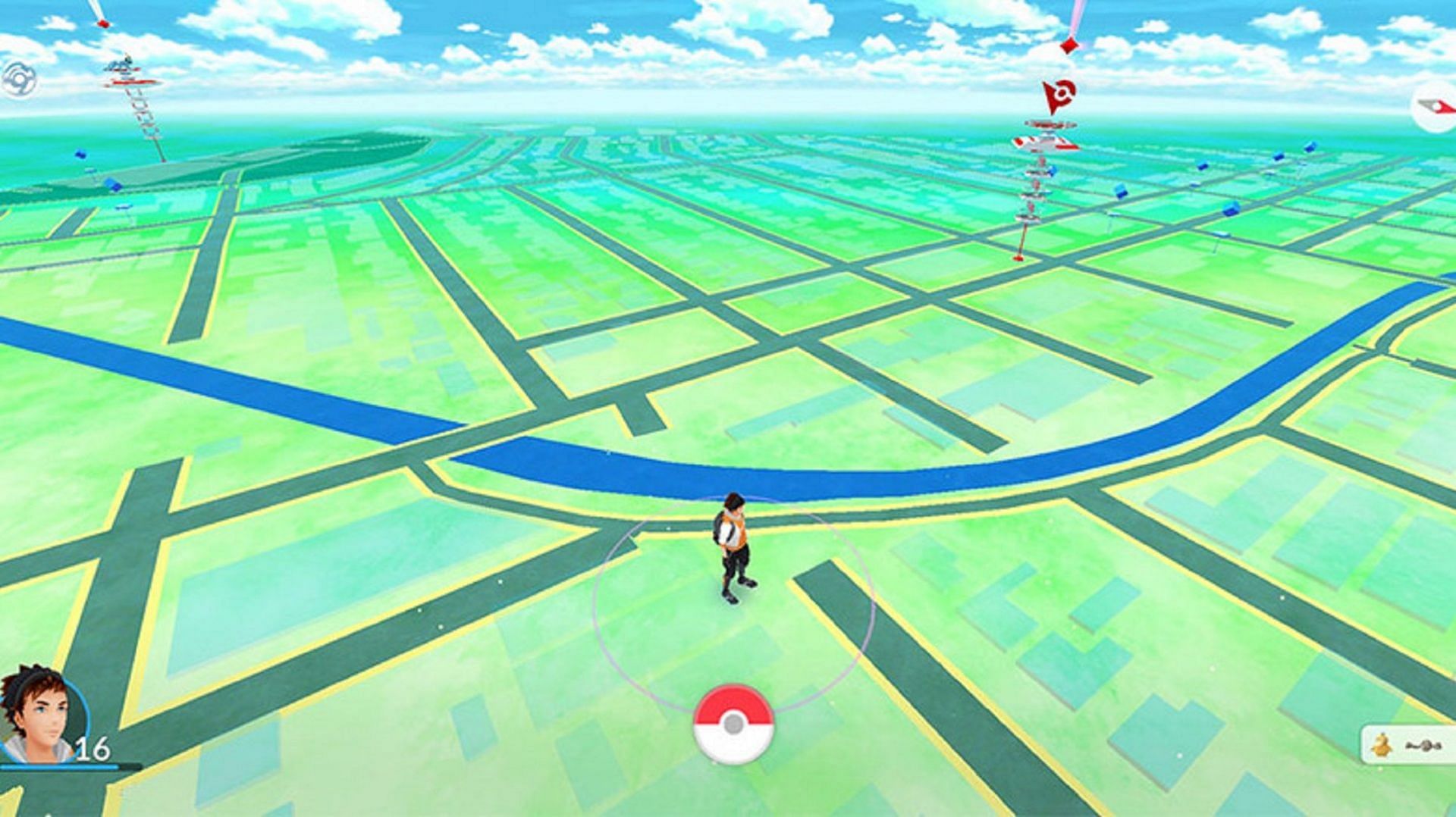 A relatively empty expanse is common for rural Pokemon GO players (Image via Niantic)