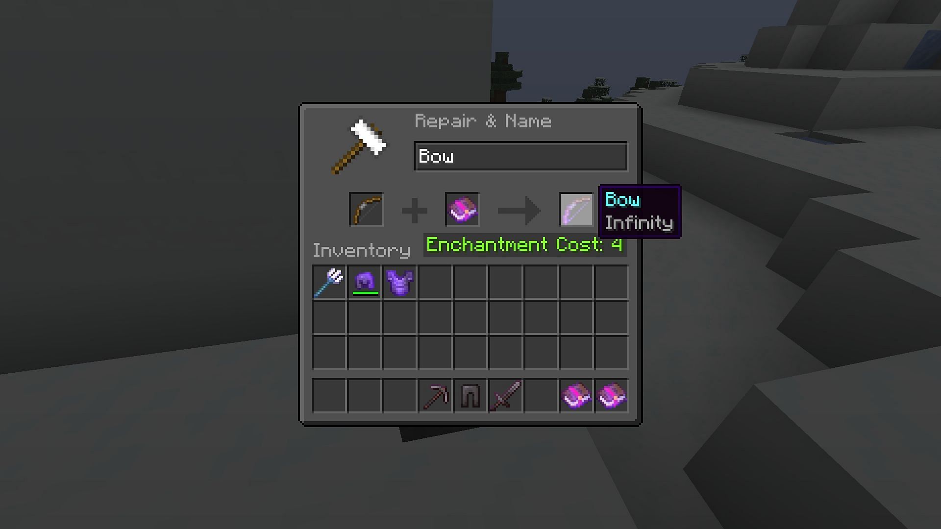 Infinity enchantment enables bows to shoot infinite arrows in Minecraft (Image via Mojang)