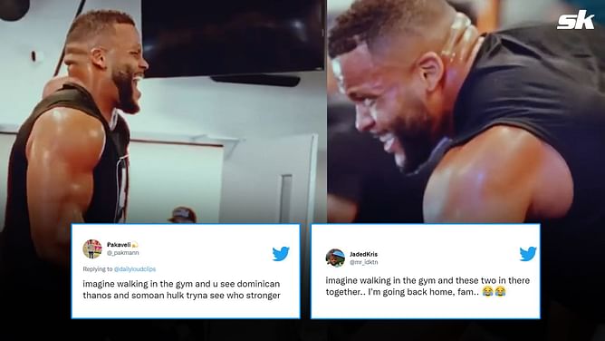 "Imagine walking in the gym and these two in there together, I'm going back home" - Aaron Donald and The Rock's workout clip leaves NFL fans awestruck