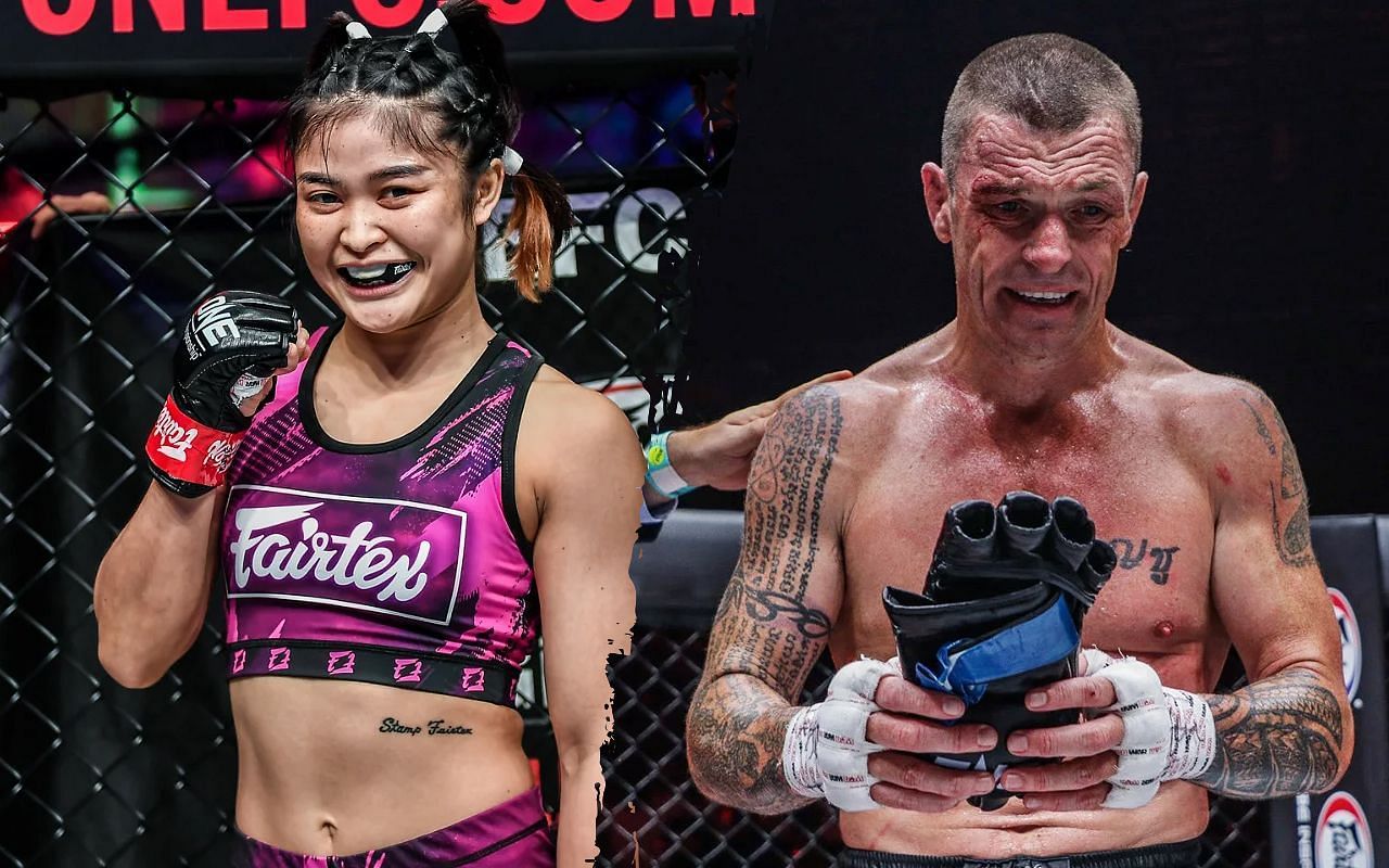 Stamp Fairtex (left) felt honored to share the ONE X card with John Wayne Parr (right). (Image courtesy of ONE)