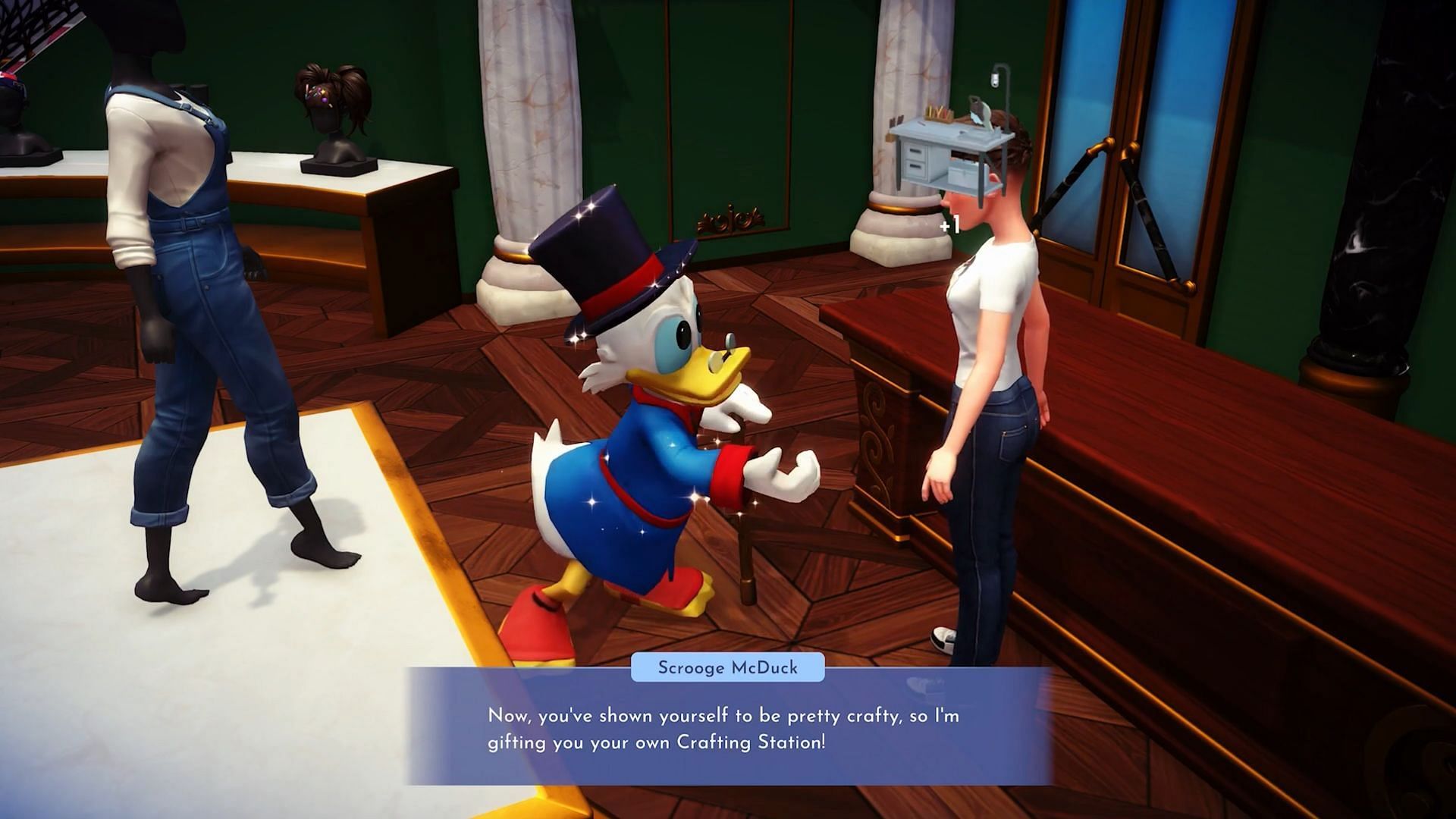 Scrooge gifts you the crafting station (Image via Youtube - Mirraj Gaming)
