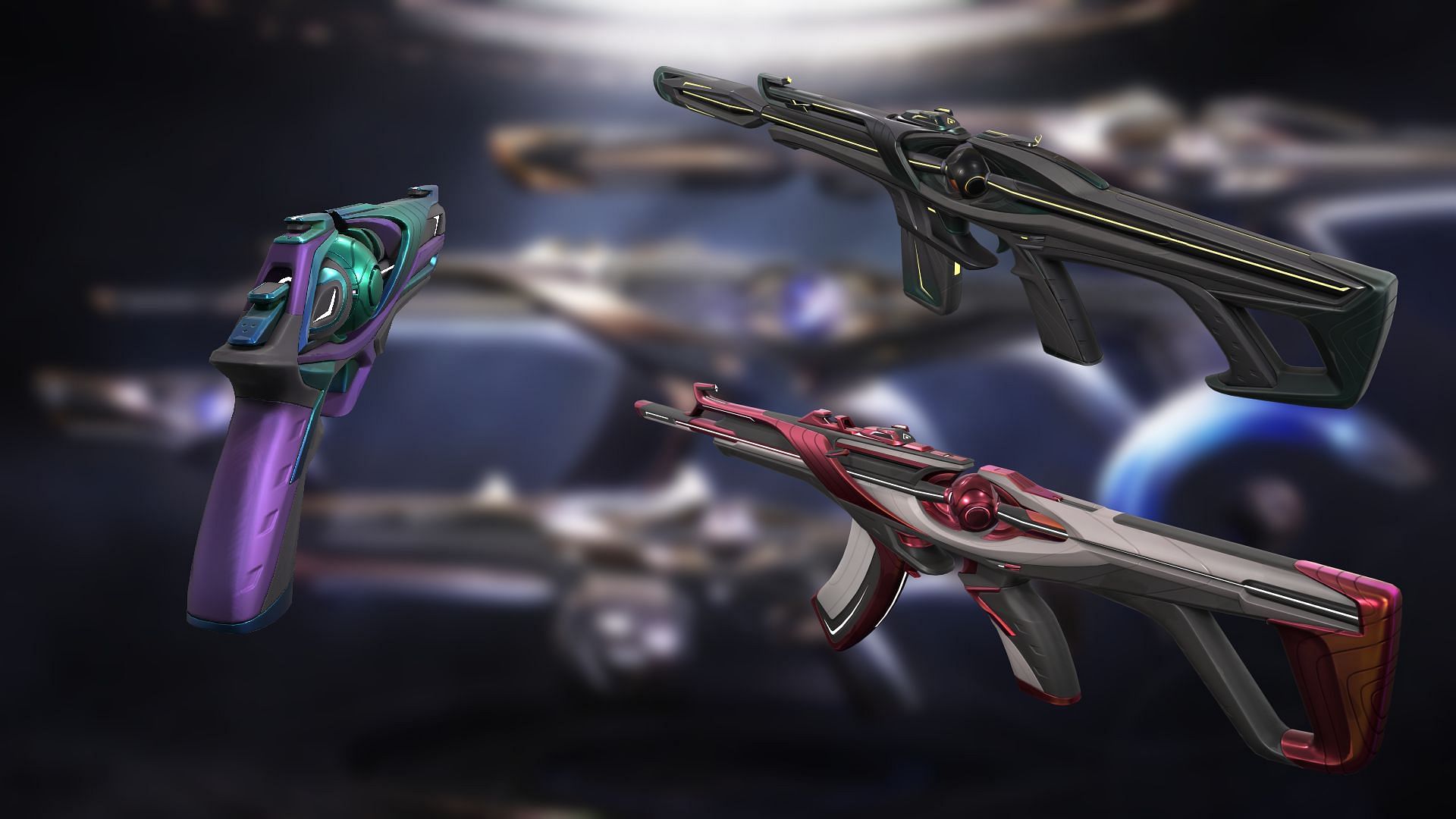 Different colors for the upcoming weapon skins (Image via Riot Games)