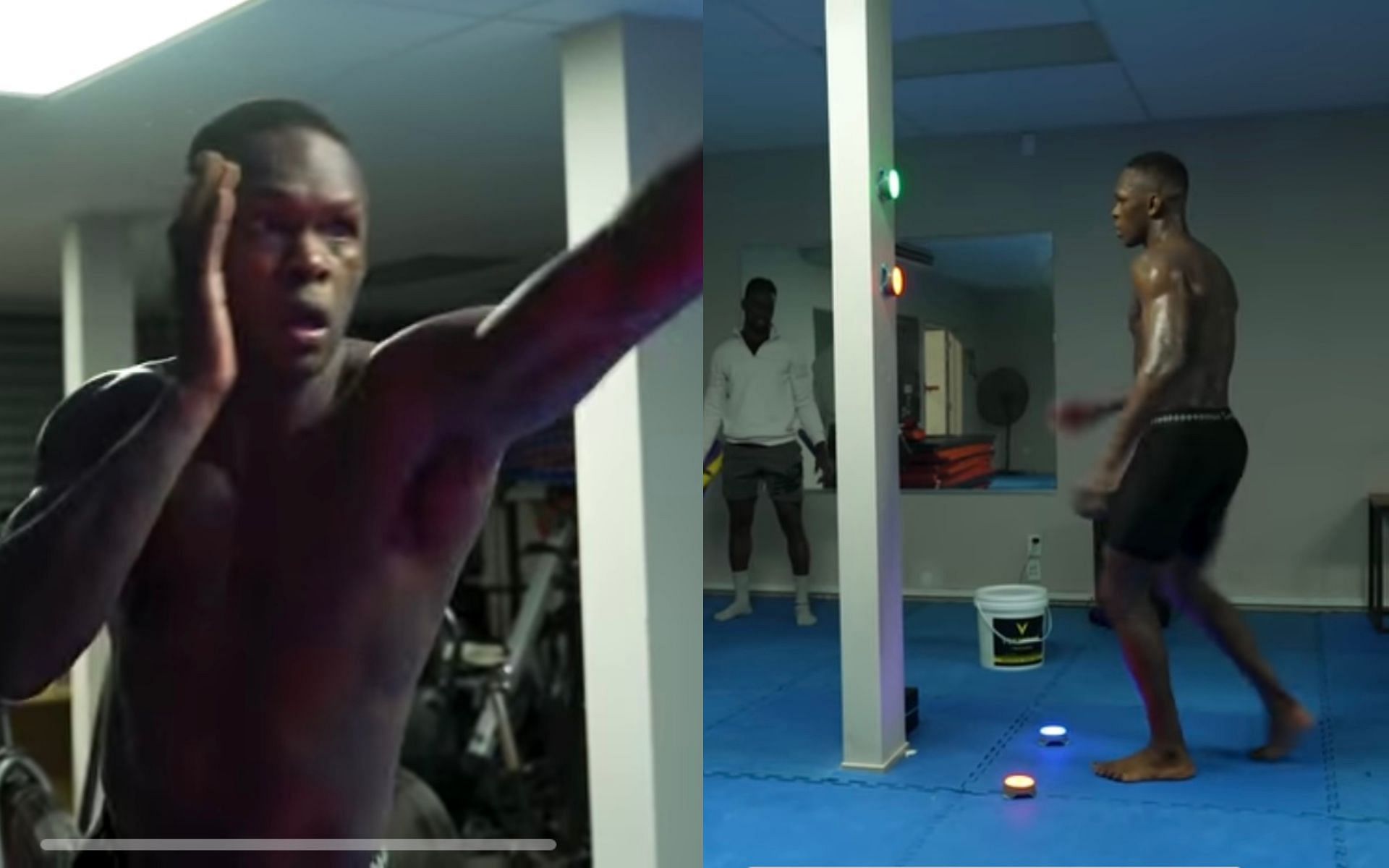 Israel Adesanya training (Images via YouTube @FREEStylebender)