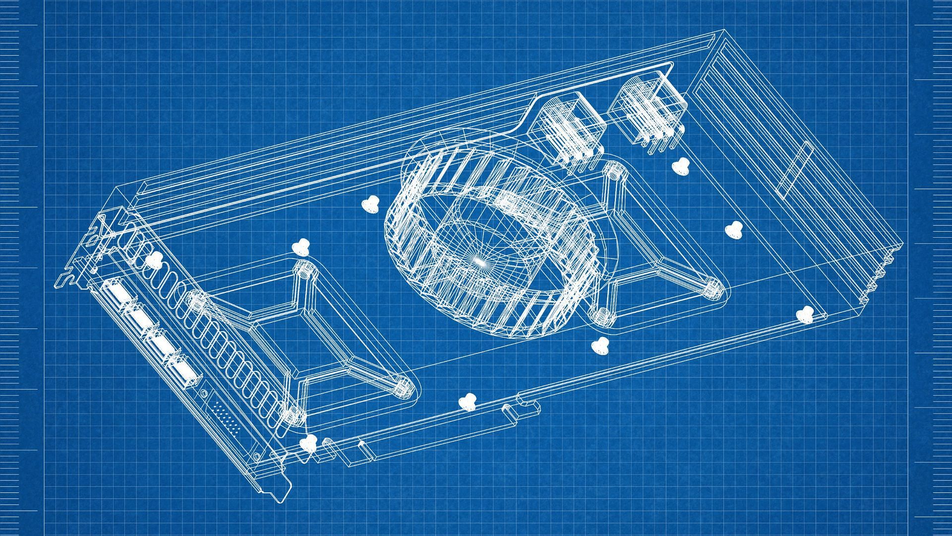 A wireframe of a graphics card (Image via Sportskeeda)