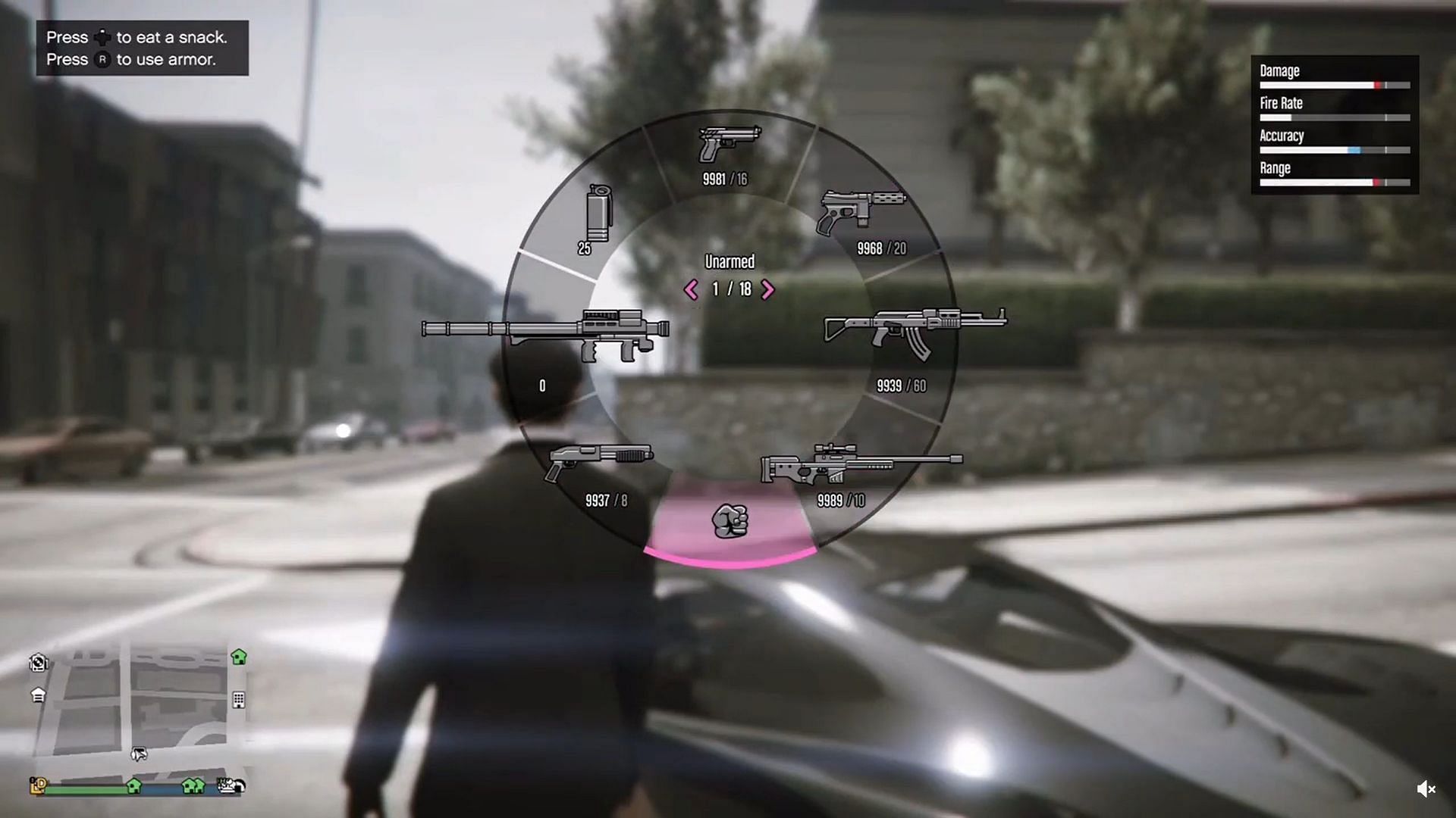 A screenshot of a Reddit video where the player finds pink-colored Weapon Wheel (Image via u/Claudster1 on Reddit)