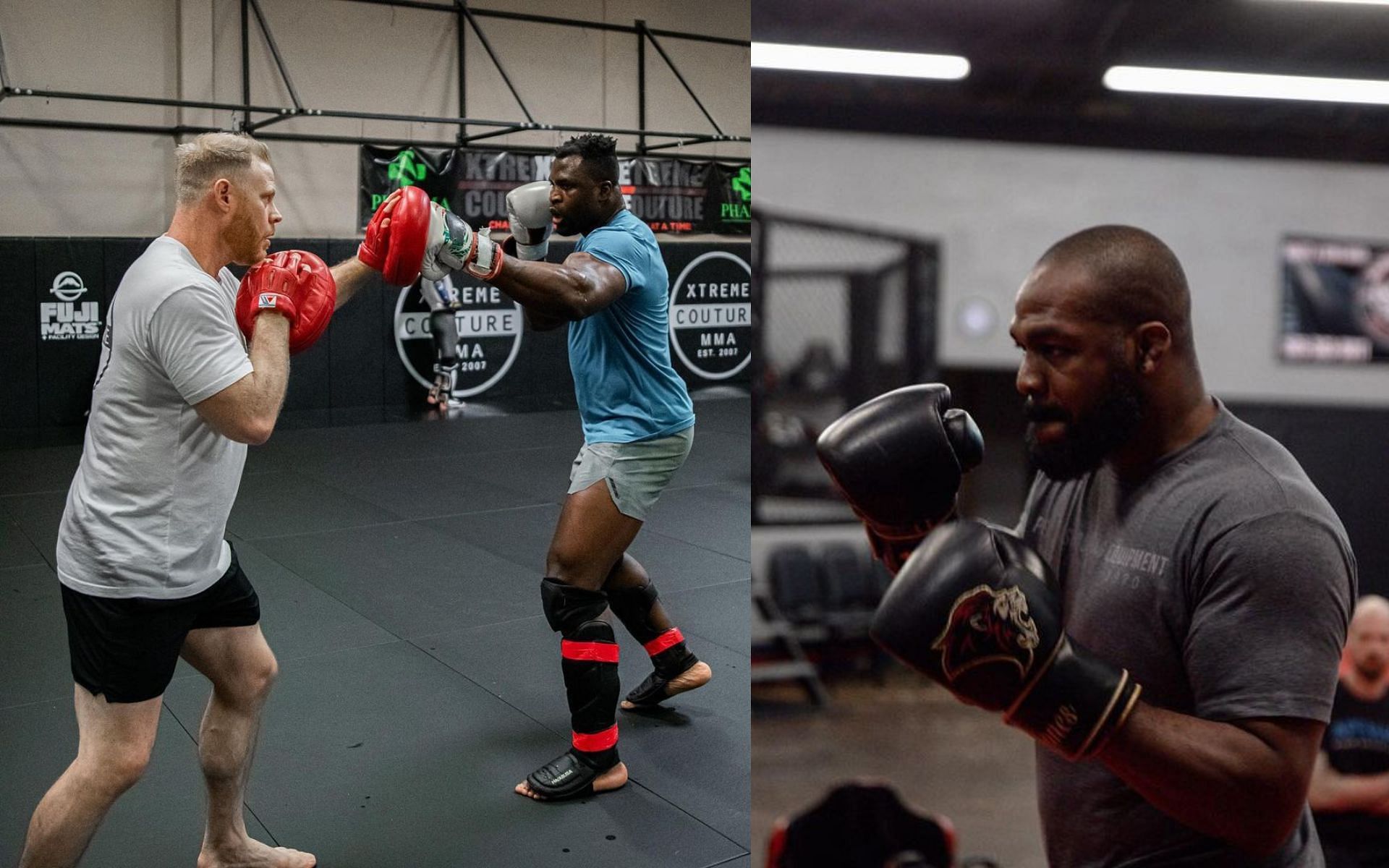 Eric Nicksick and Francis Ngannou (Left), Jon Jones (Right) [Images via @eric_xcmma &amp;jonnybones on Instagram]