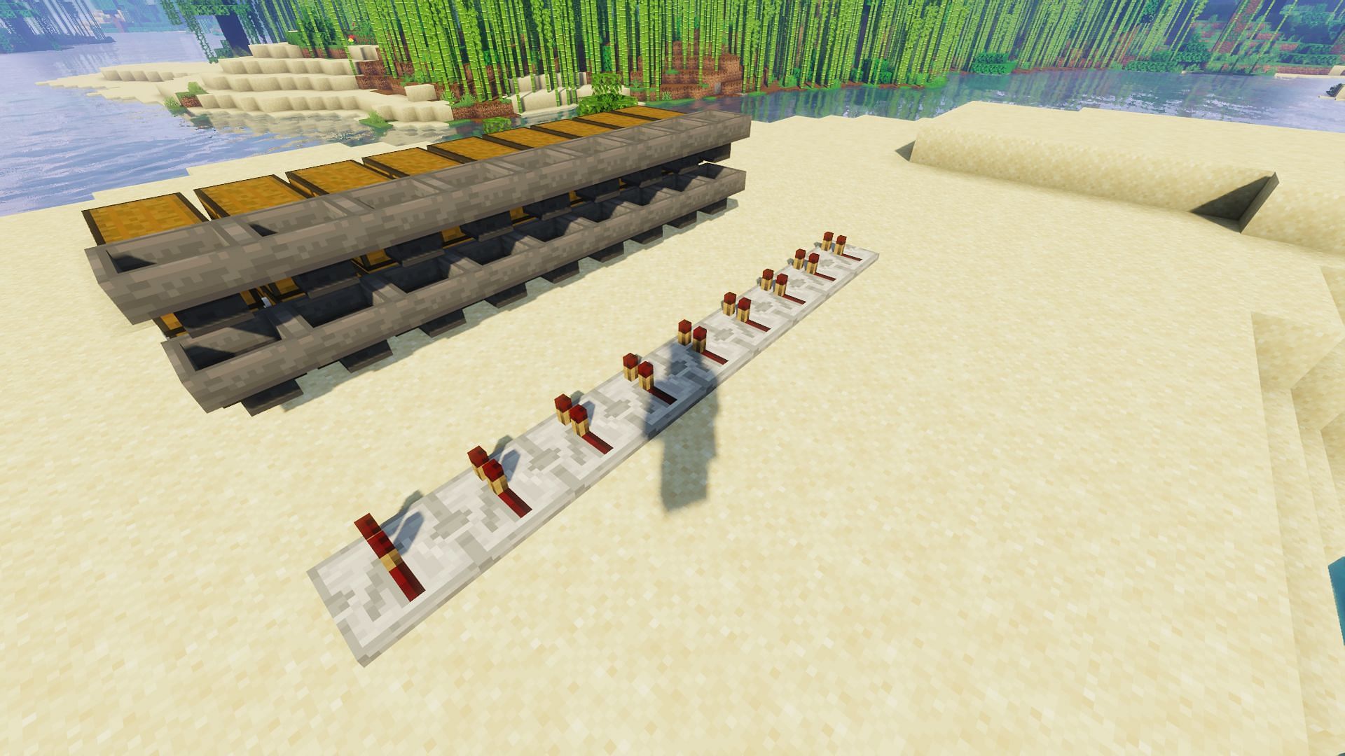 The repeaters placed a short distance from the rest of the sorter (Image via Minecraft)