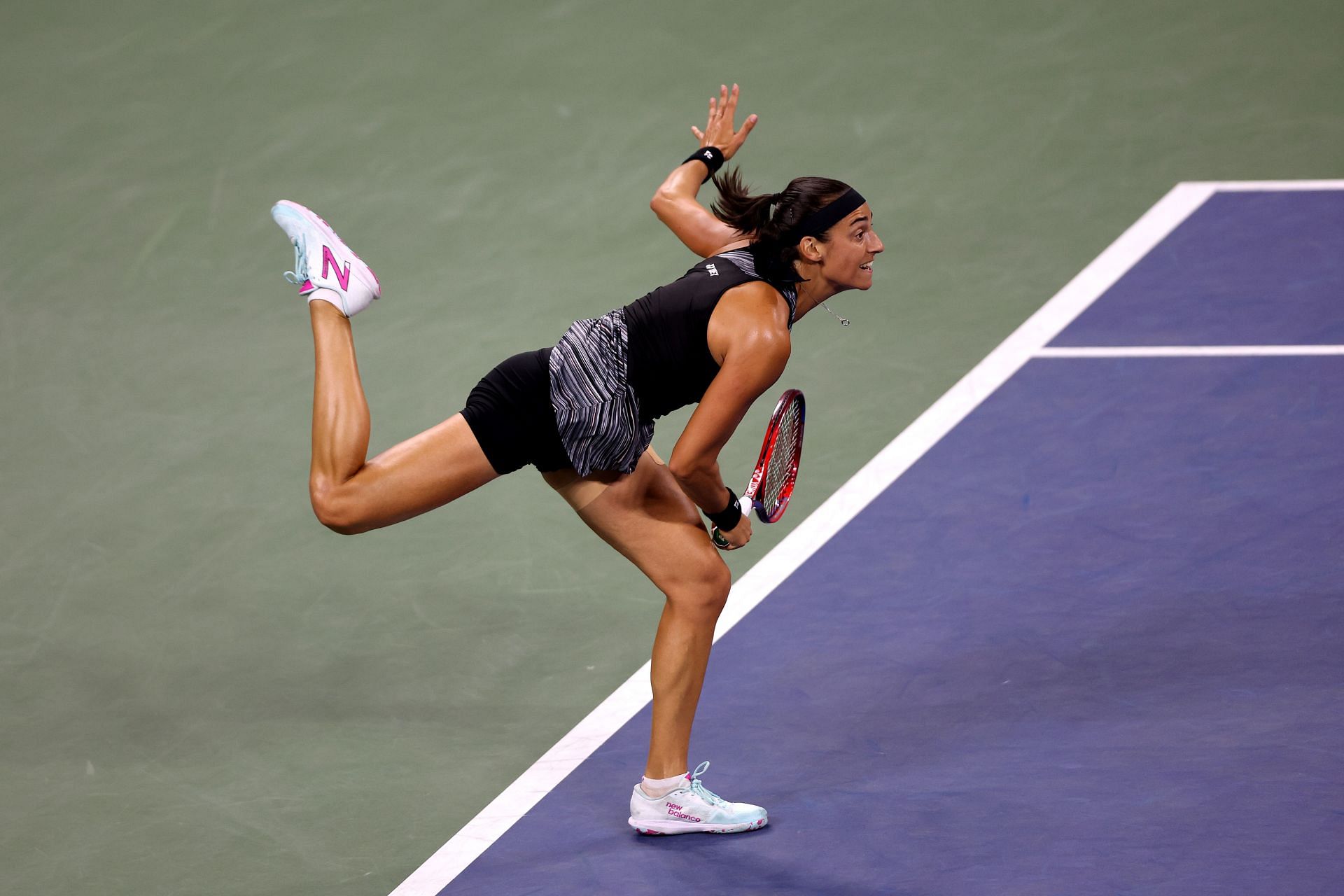 Caroline Garcia in action at the 2022 US Open