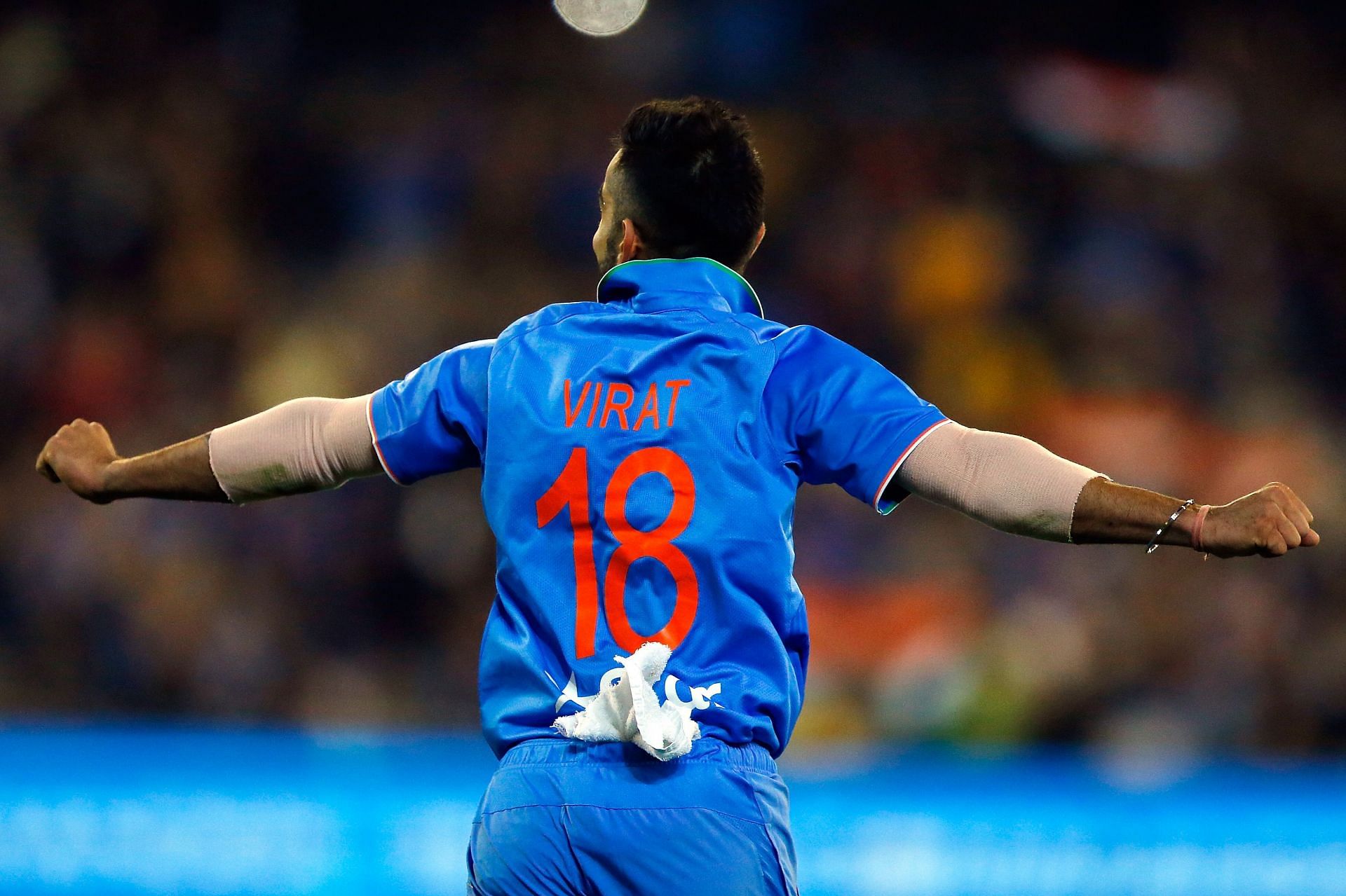 The former Indian skipper celebrates a win against the Aussies. Pic: Getty Images