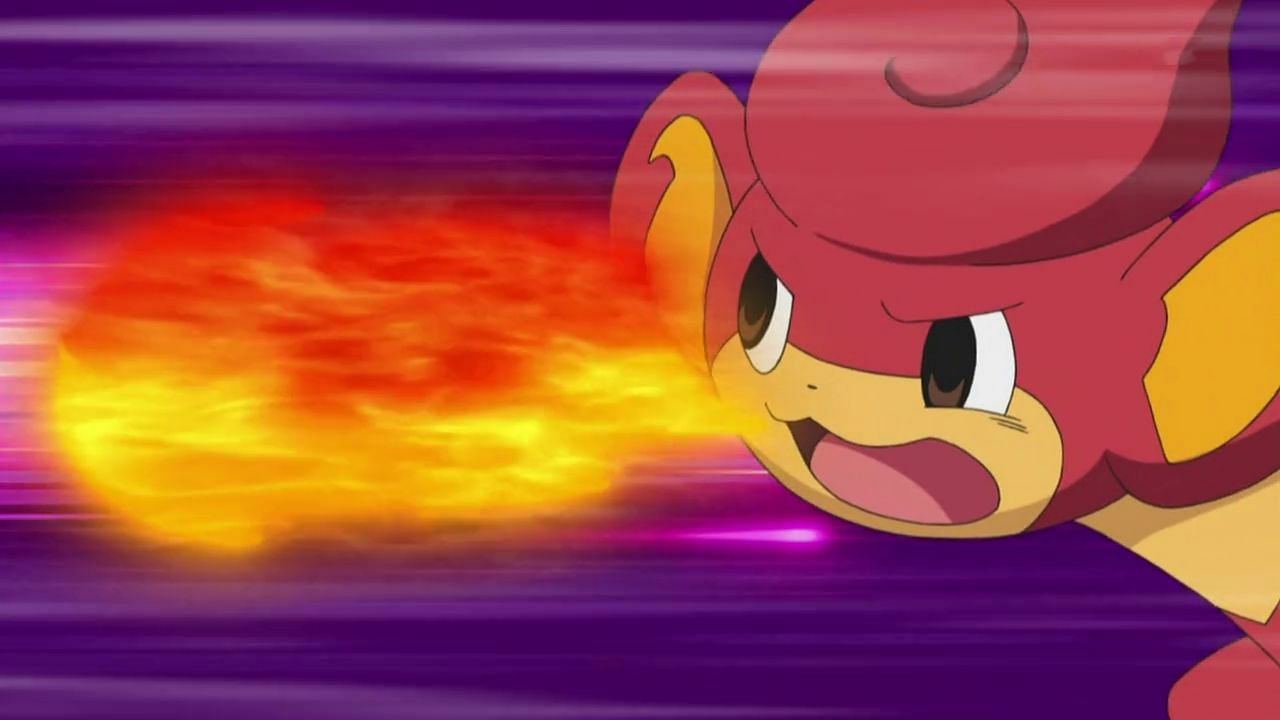 Pansear using Fire Punch in the anime (Image via The Pokemon Company)