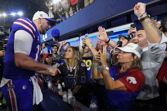 Josh Allen's girlfriend Brittany Williams one-word reaction to QB's nasty stiff arm suggests she enjoyed it thoroughly