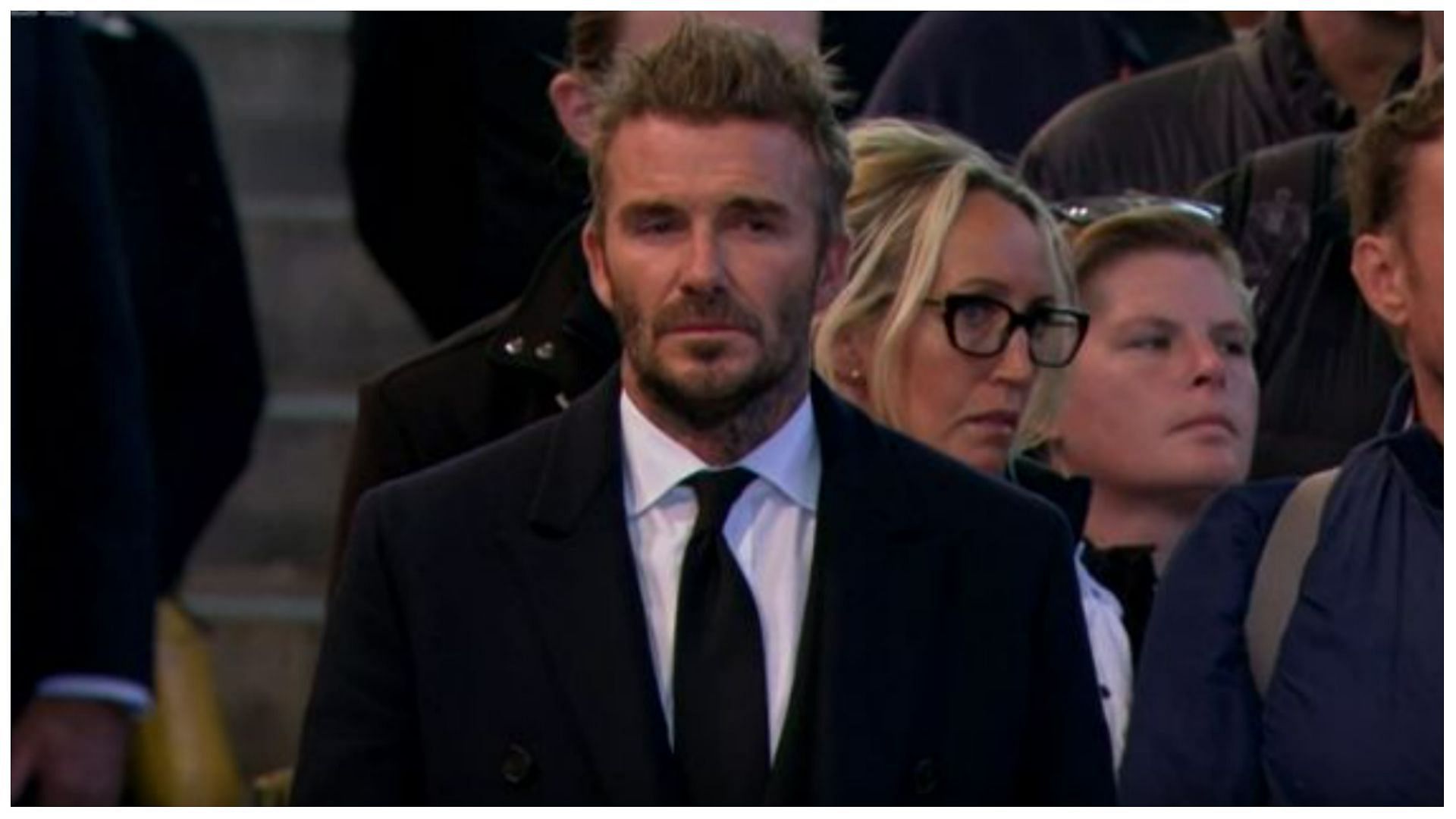 David Beckham gets teary-eyed as he pays his respects to the late Queen (Image via BBC)