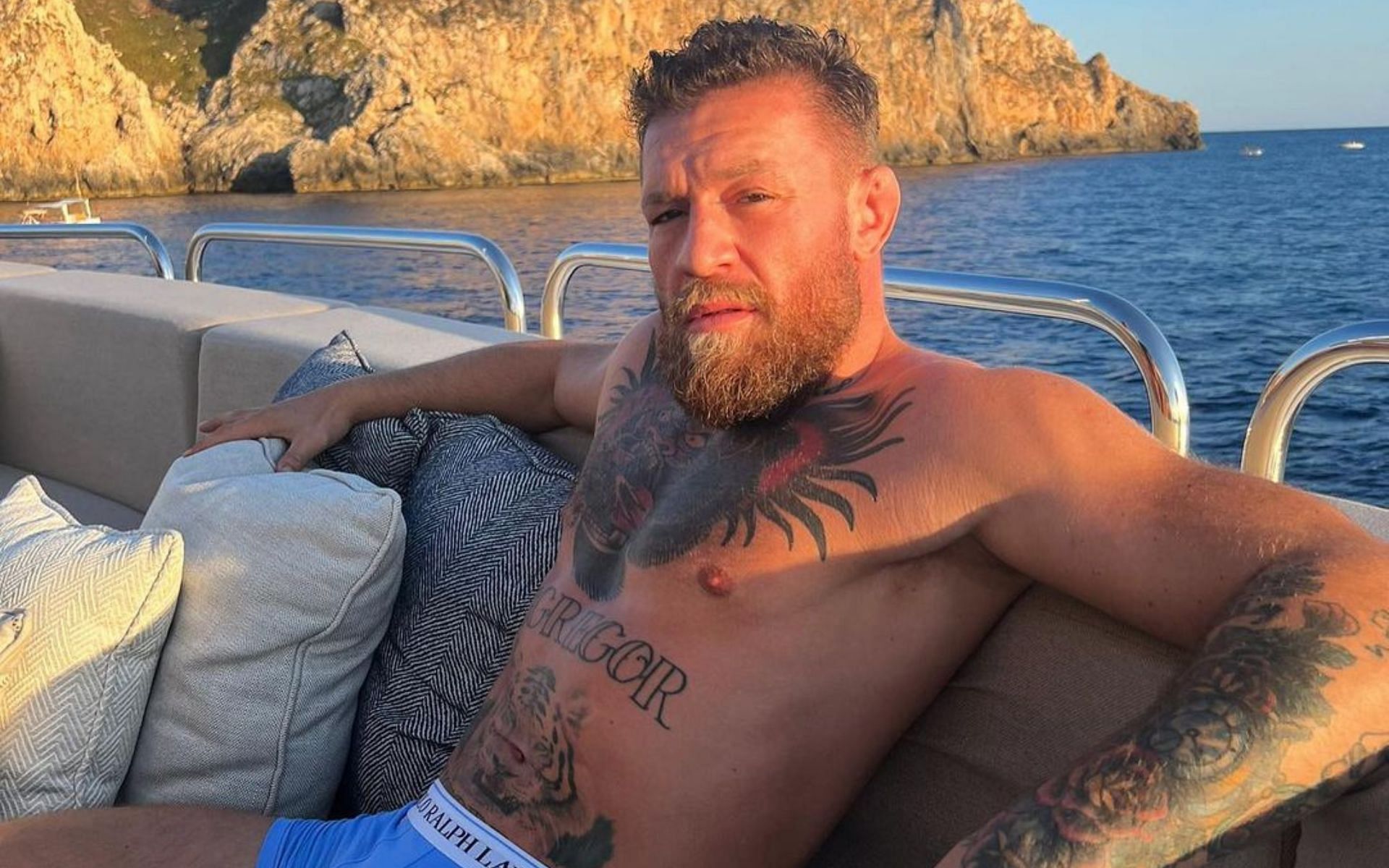 Conor McGregor on his super yahct [Photo via @thenotoriousmma on Instagram]