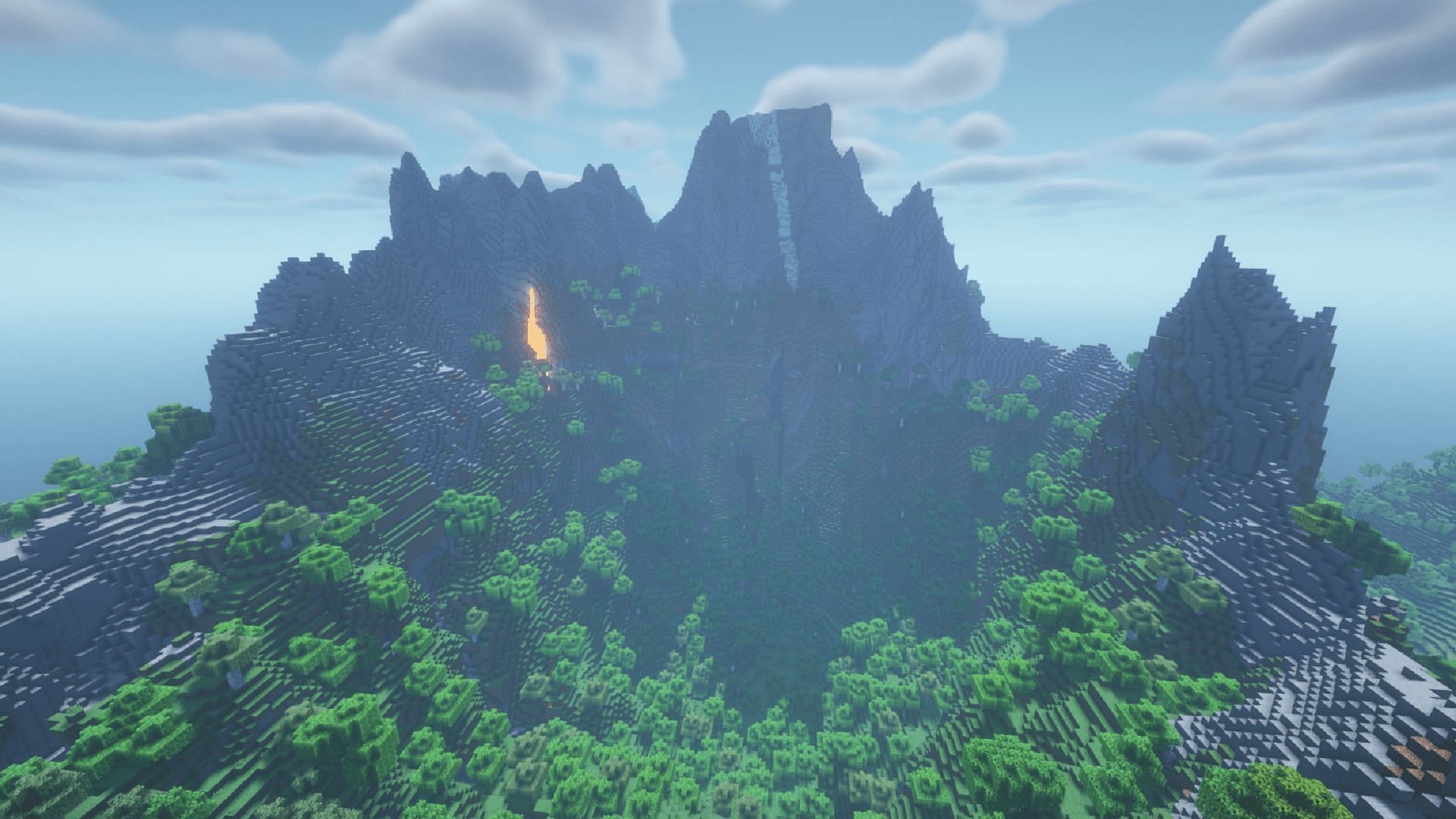 A volcano-like structure players can find in this seed (Image via Mojang)
