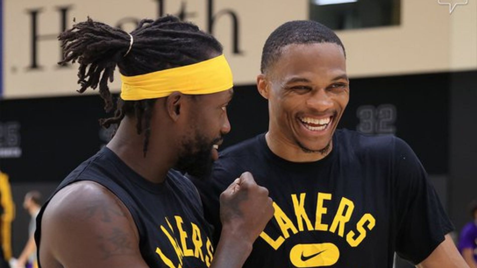 Russell Westbrook and Patrick Beverley at the LA Lakers' facility