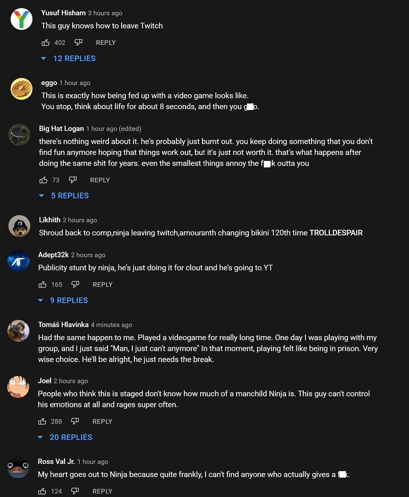 Fans react to Ninja&#039;s abrupt decision (Image via xQc Clips YouTube)